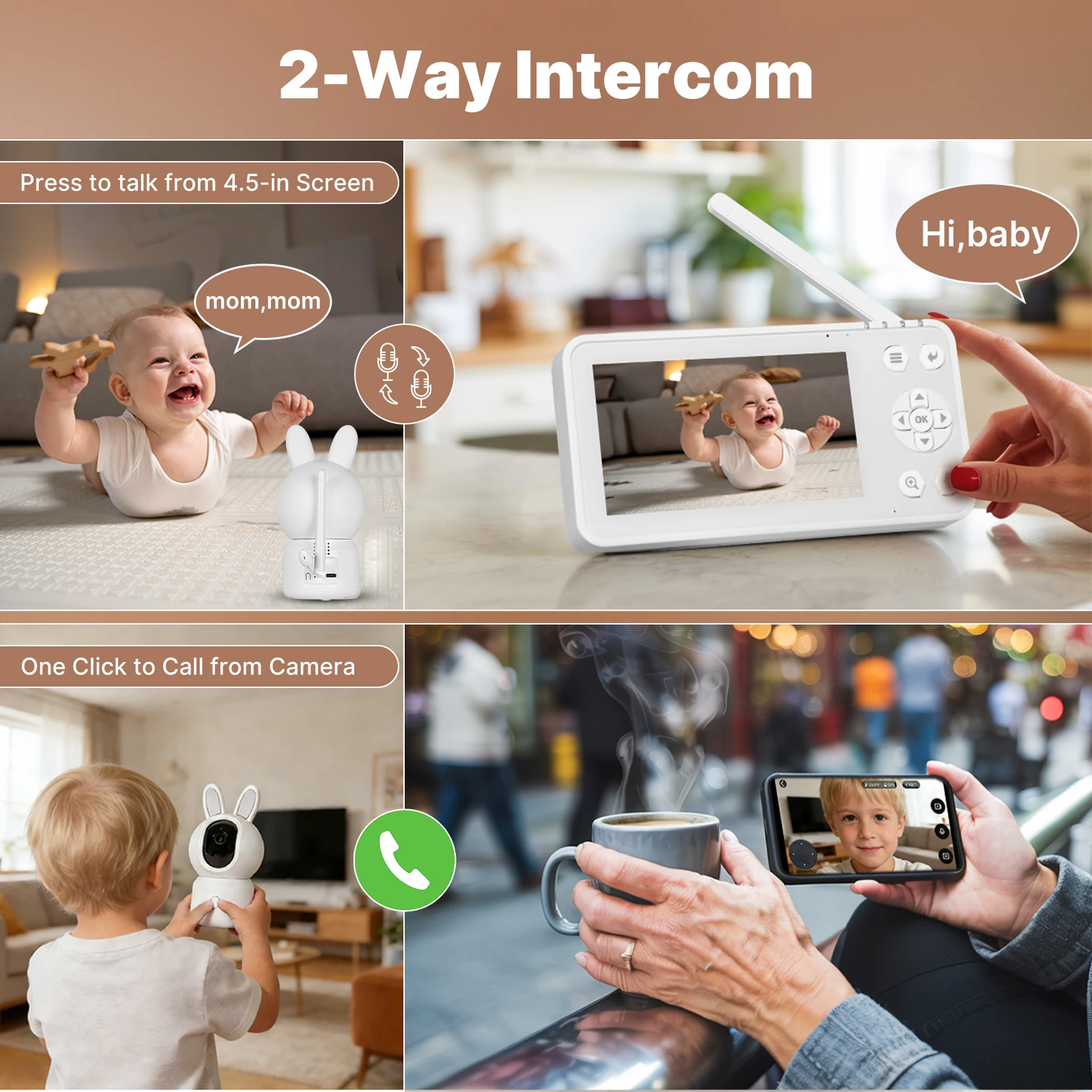 MOES WiFi Smart Baby Monitor 4.5" LCD - Image 4