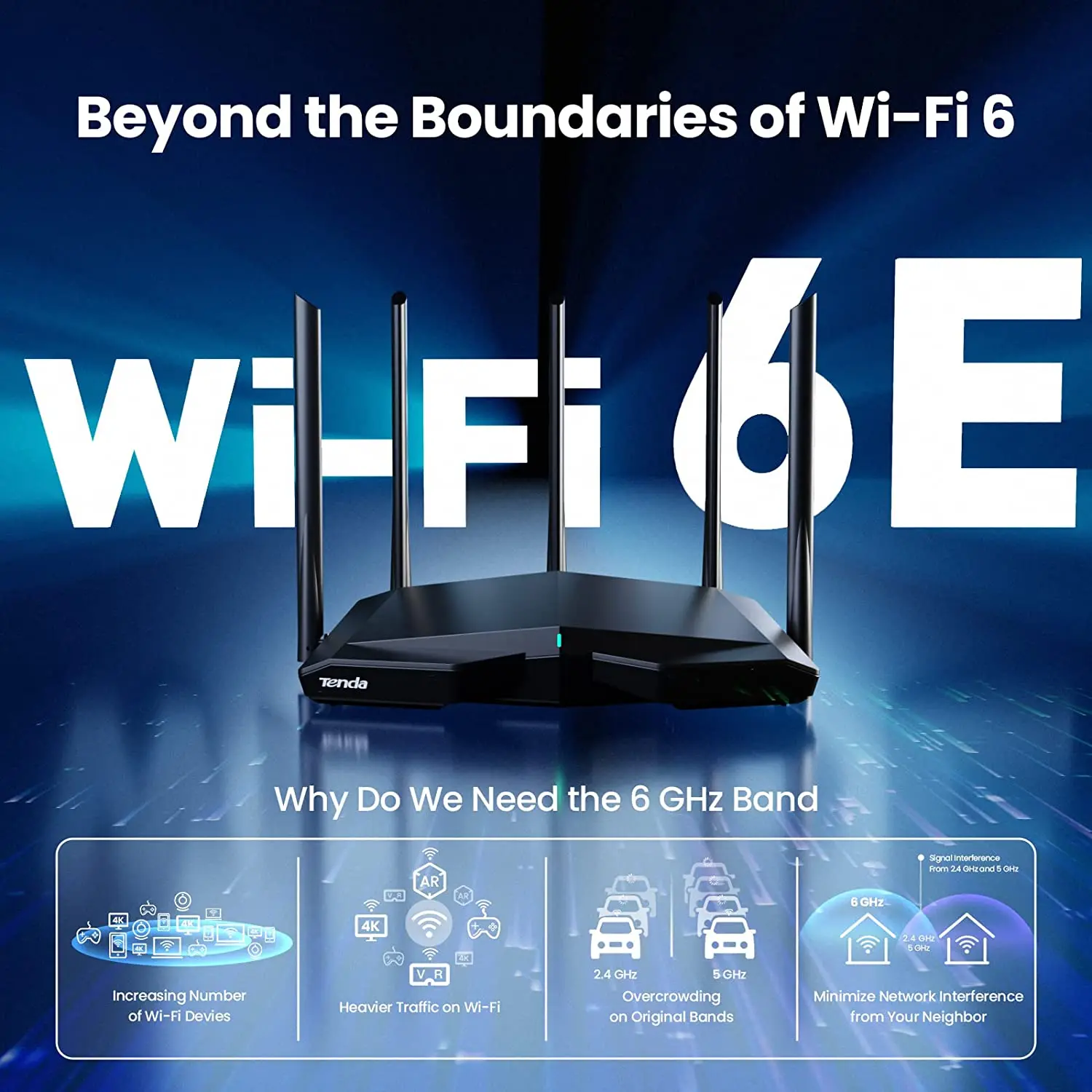 Tenda AXE5700 WiFi 6E Tri-Band Router - Image 2