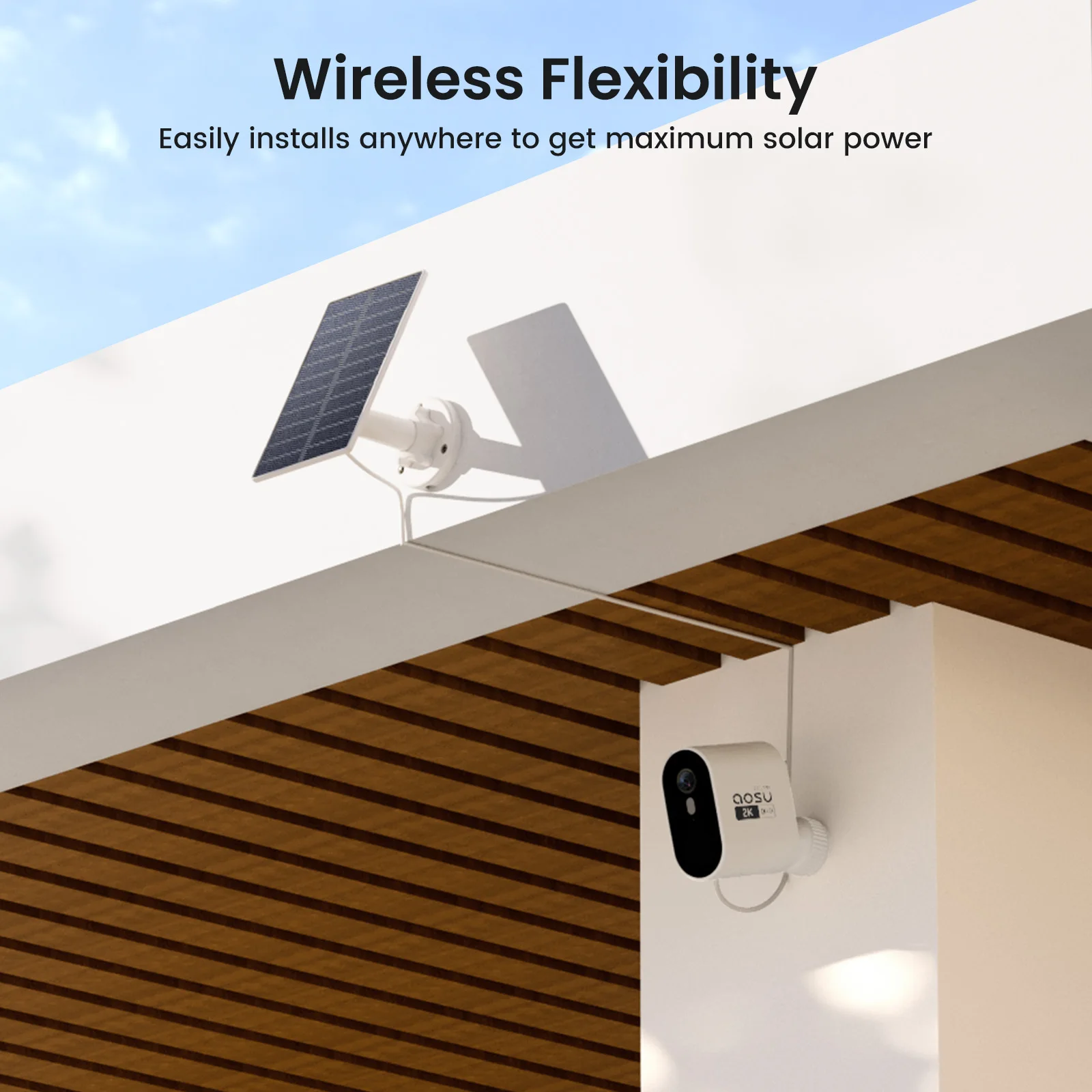 AOSU 3MP WiFi Solar Security Camera Kit - Image 6