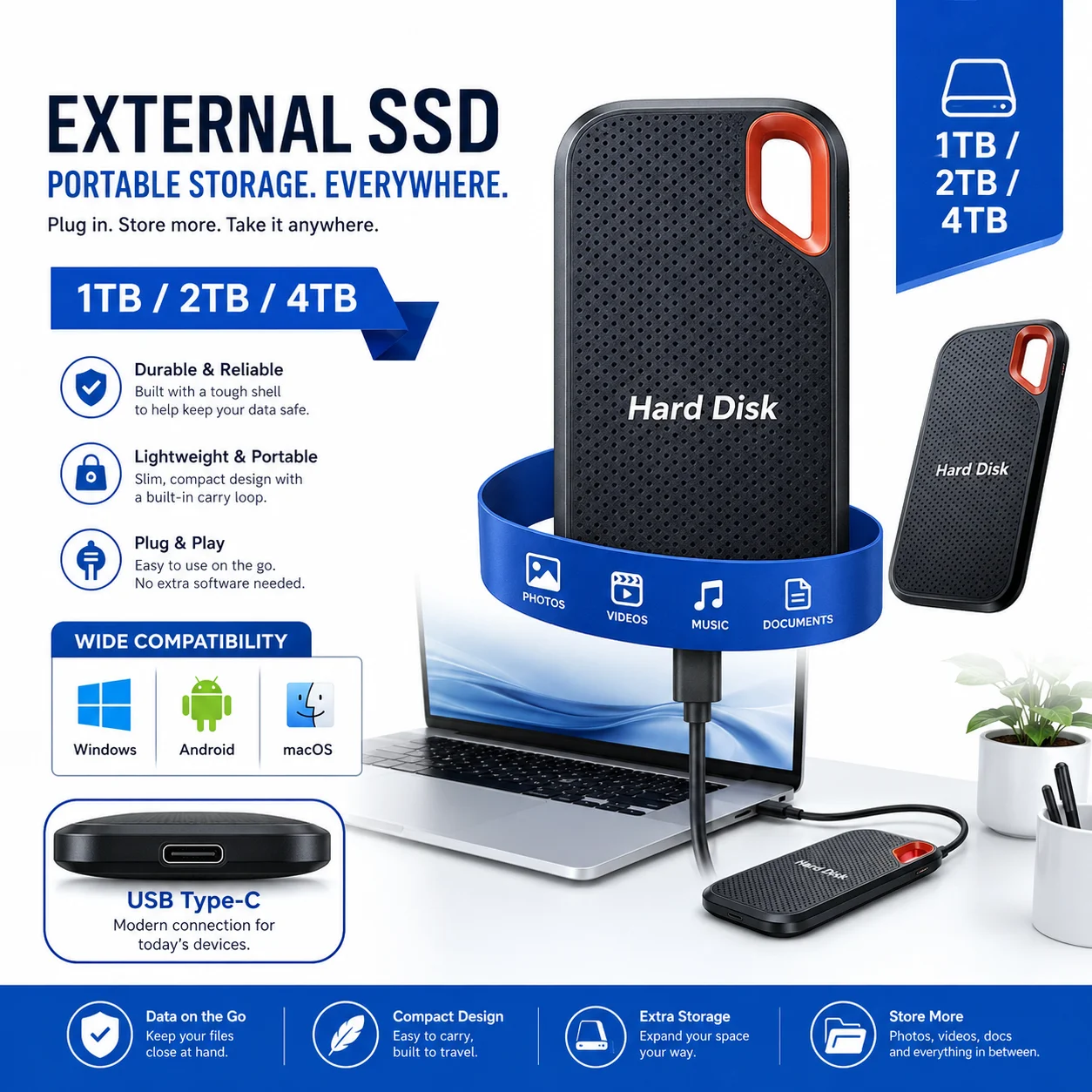 1TB/2TB Portable USB-C External SSD - Image 1