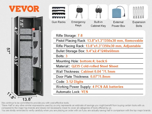 SucceBuy 8-Gun Digital Lock Gun Safe - Image 9
