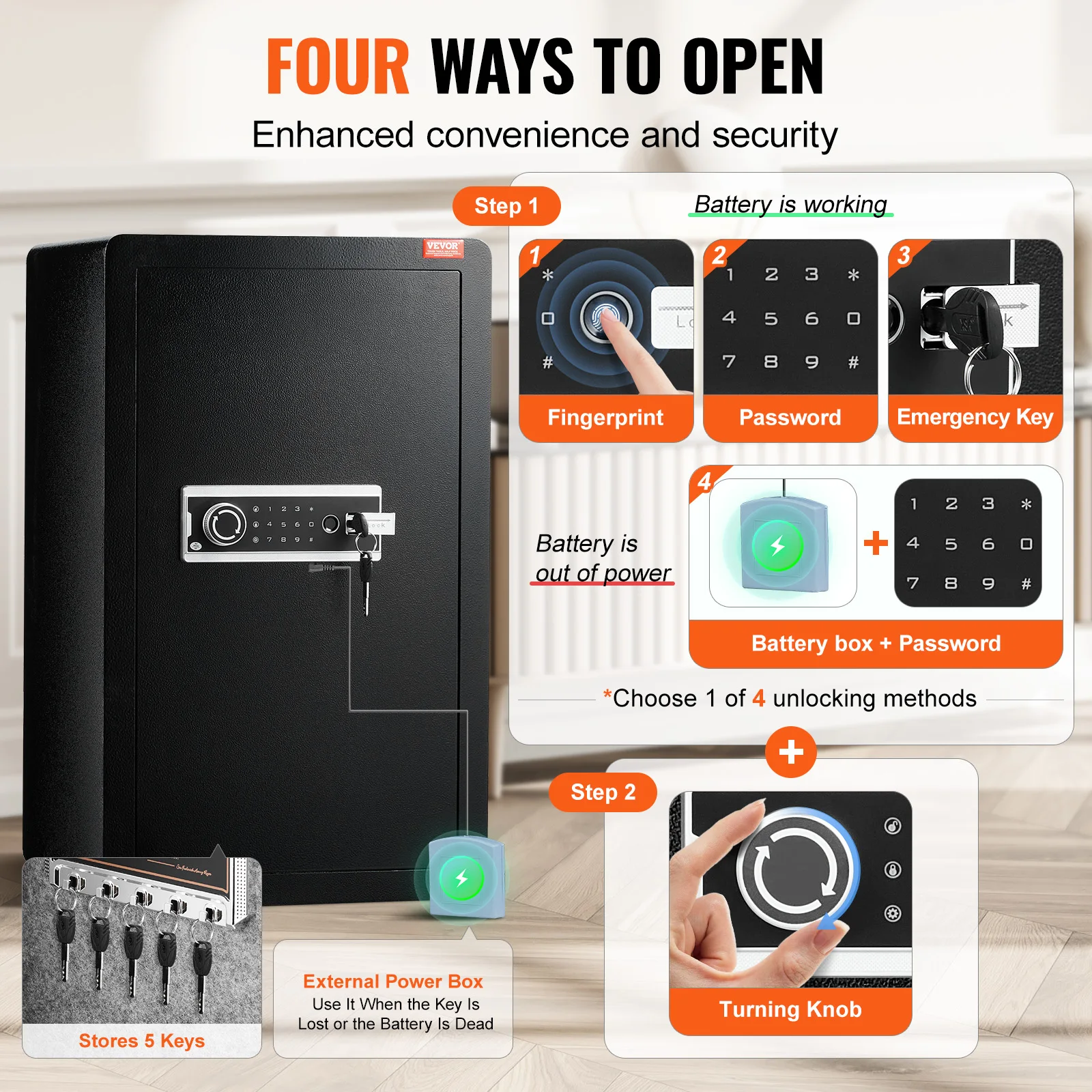 SucceBuy 4.0 Cu Ft Fingerprint Digital Safe - Image 3