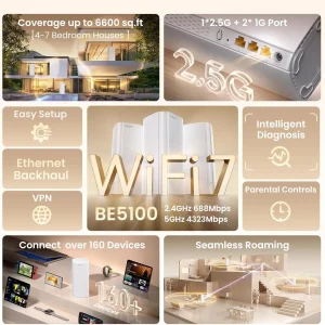 Tenda BE5100 WiFi 7 Dual-Band Mesh Router - Thumbnail Image 4